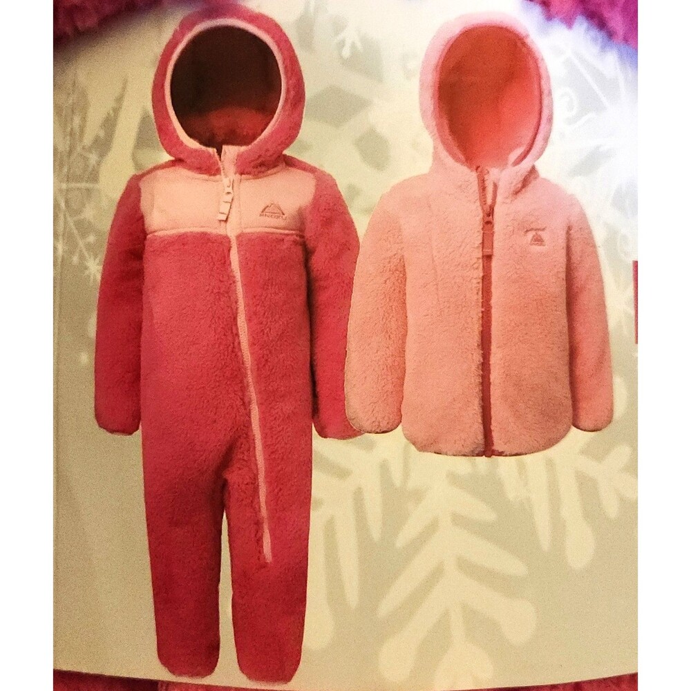 Snozu 2 pc. Set Jacket & Snowsuit Lightweight Pink Fleece Size Infant 24months